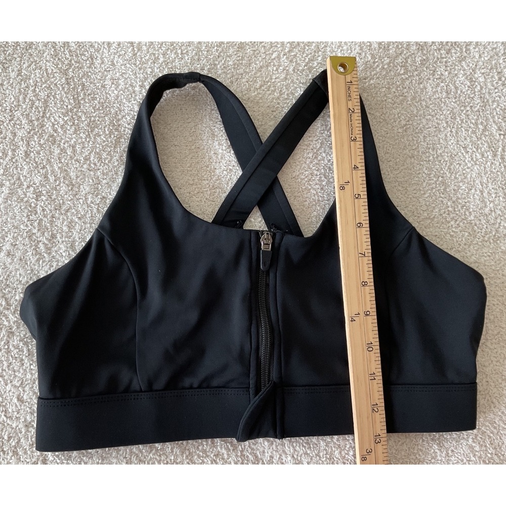 Cordaw Womens Black Front Zip High Impact Cross Back Sports Bra Size L - Picture 5 of 6